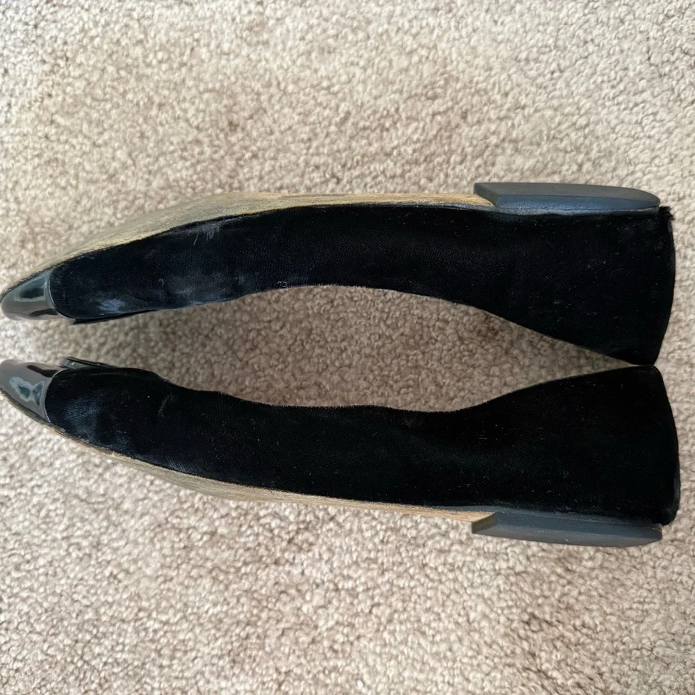 Tory Burch Black Velvet Patent Leather Ballet Flats
